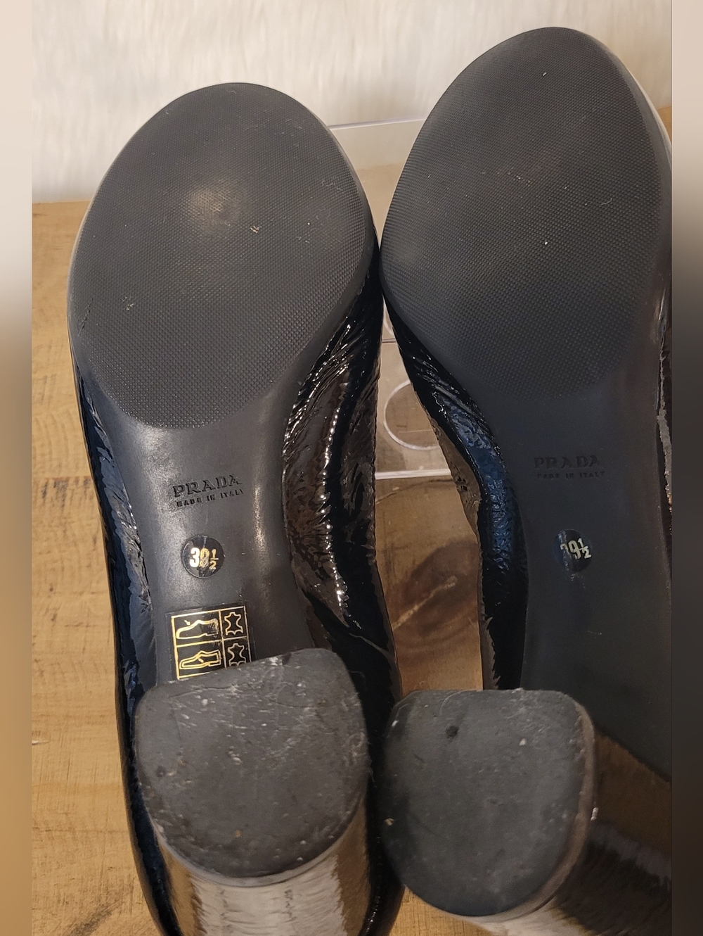 Prada Black Patent Leather Chuncky Heel s - Picture 9 of 12